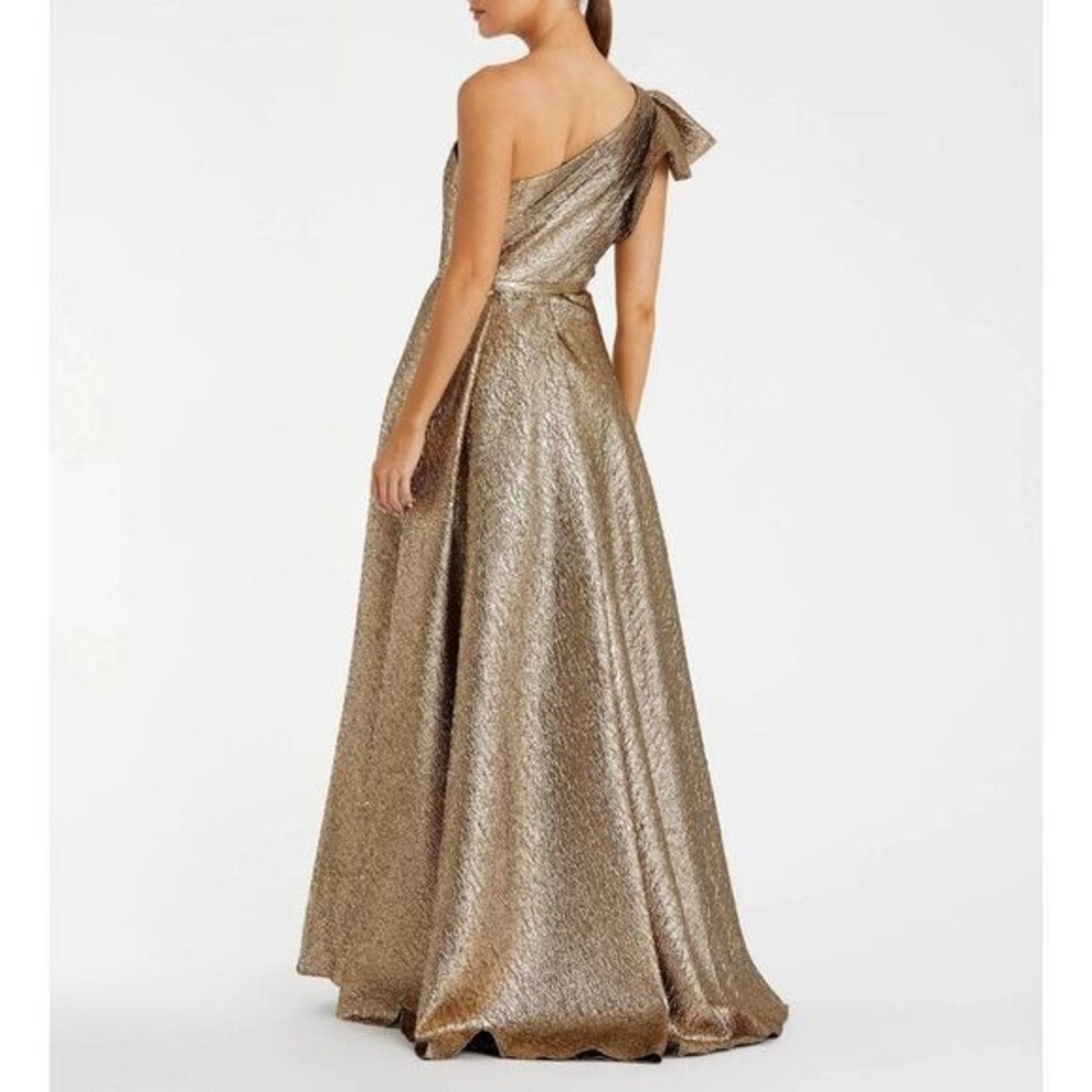 Mac Duggal Size 6 Metallic Gold Antique Bronze Ballgown Long Maxi Gown Dress - Picture 5 of 5